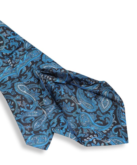 BLACK-FIROZI, 7 Fold Silk Tie – Vintage Paisely