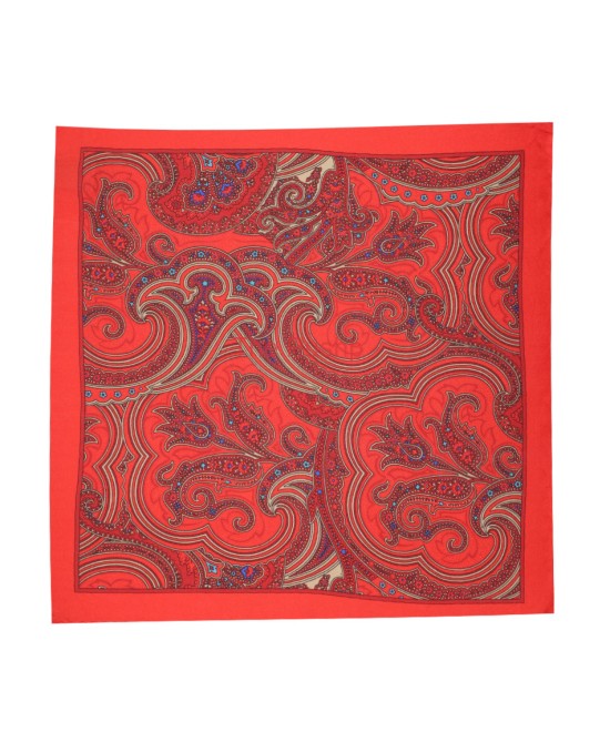 CRIMSON RED, Silk Pocket Square – Vintage Paisley