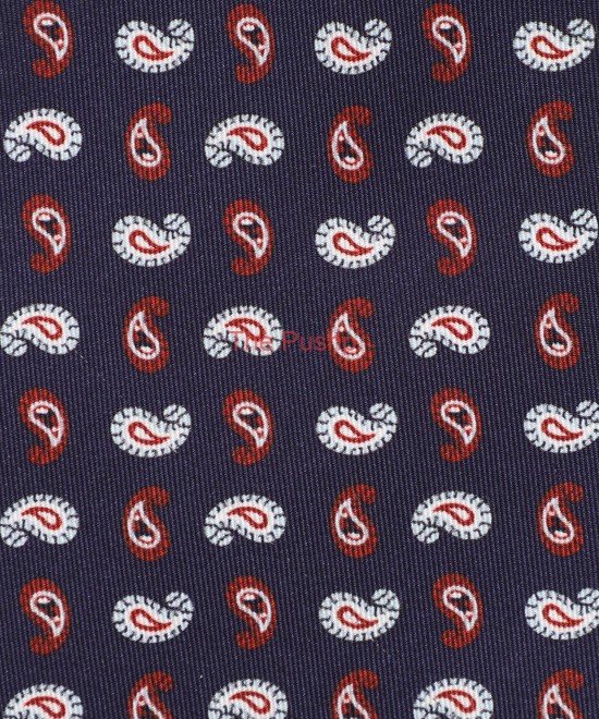 DARK NAVY, Premium Twill Silk Pocket Square- Micro Paisleys