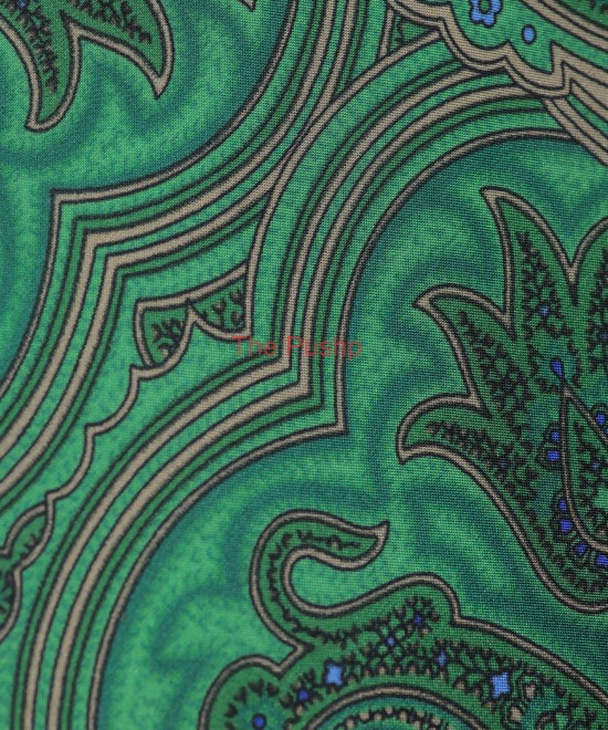 EMERALD GREEN, Silk Pocket Square – Vintage Paisley