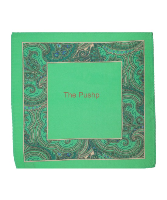 EMERALD GREEN, Silk Pocket Square – Vintage Paisley