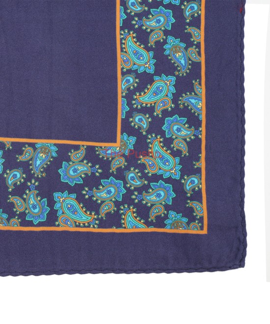 MIDNIGHT BLUE, I- SILK Pocket Square– Vintage Paisley