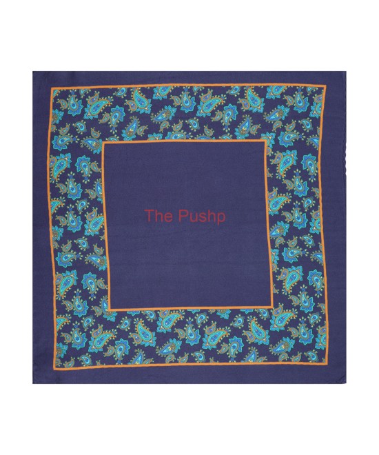 MIDNIGHT BLUE, I- SILK Pocket Square– Vintage Paisley