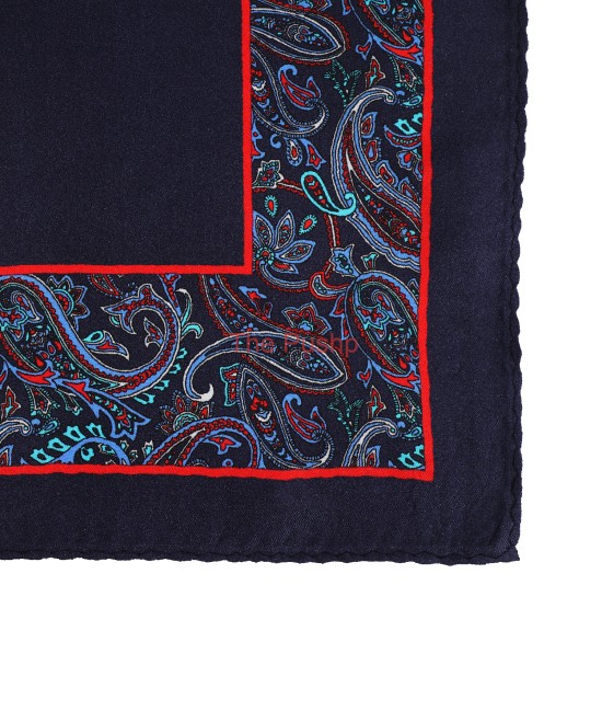 NAVY BLUE, I- SILK Pocket Square– Vintage Paisley