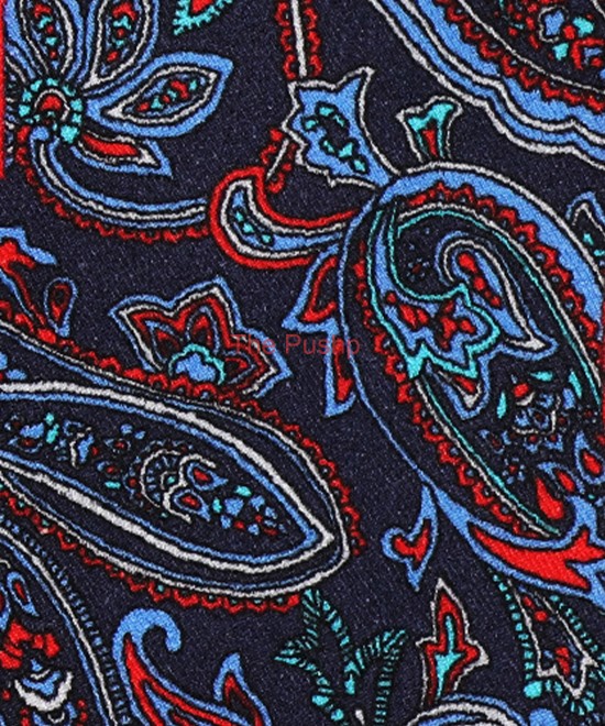 NAVY BLUE, I- SILK Pocket Square– Vintage Paisley