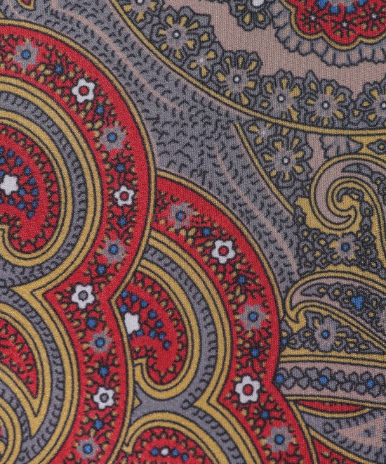 PERSIAN RED, Silk Pocket Square – Vintage Paisley