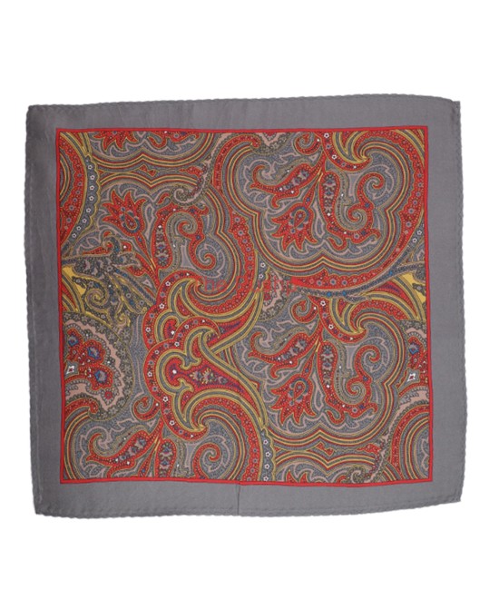 PERSIAN RED, Silk Pocket Square – Vintage Paisley