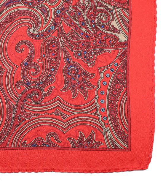 CRIMSON RED, Silk Pocket Square – Vintage Paisley