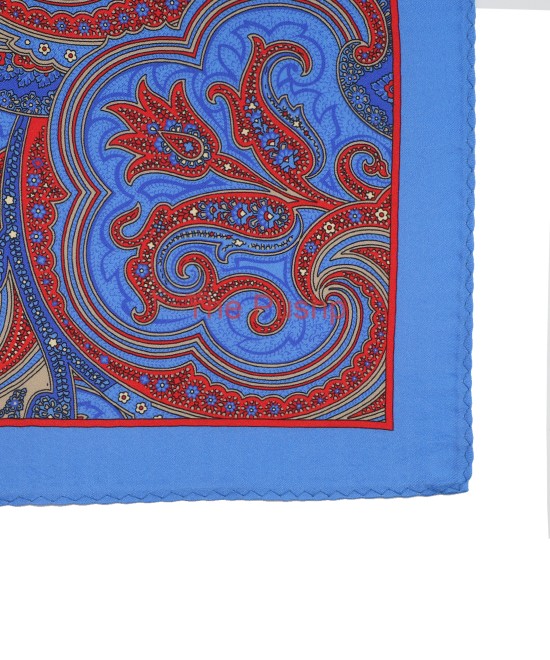 ELECTRIC BLUE, Silk Pocket Square - Vintage Paisley