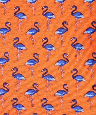 AEROSPACE ORANGE, 3 Fold Premium Silk Tie – Flamingos 