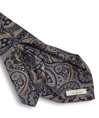 PERFECTLY BLACK, 7 Fold Silk Tie – Vintage Paisley