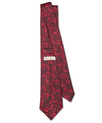 RED VELVET, 3 Fold Micro Tie – Jacquard Paisley