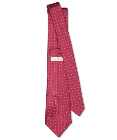 RED BERRY, 3 Fold Micro Tie – Dots & Squares