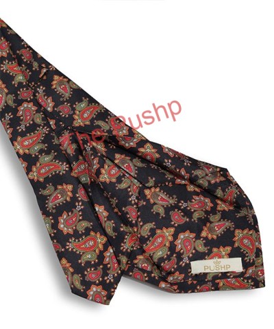 BLACK QUARTZ, 7 Fold Silk Tie – Vintage Paisley