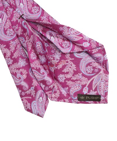 REBECCA PURPLE, 5 Fold Micro Tie and Pocket Square - Jacquard Paisley