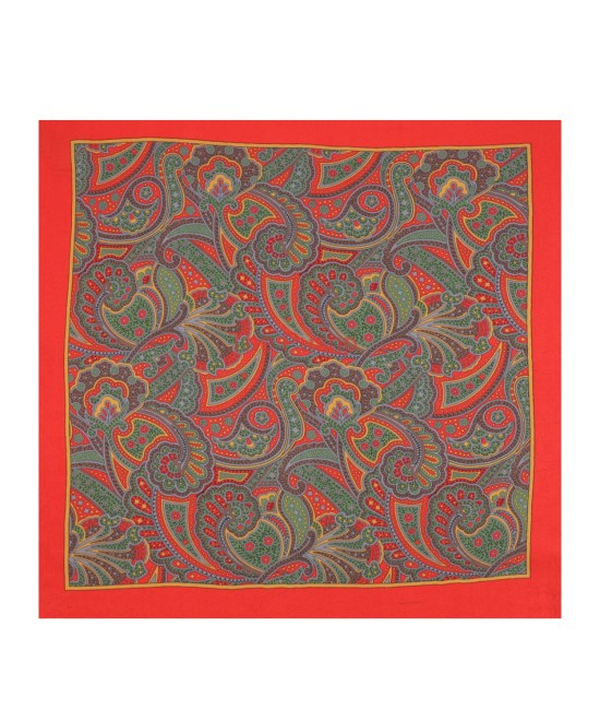 RED-GREEN, Silk Pocket Square – Vintage Paisley