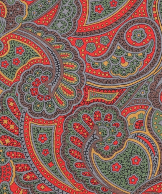 RED-GREEN, Silk Pocket Square – Vintage Paisley